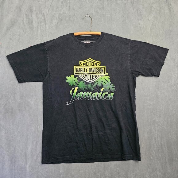 Harley Davidson Men's T Shirt Jamaica Short Sleeve Cotton Black Sz XL Y2K A5-10 - Picture 1 of 6